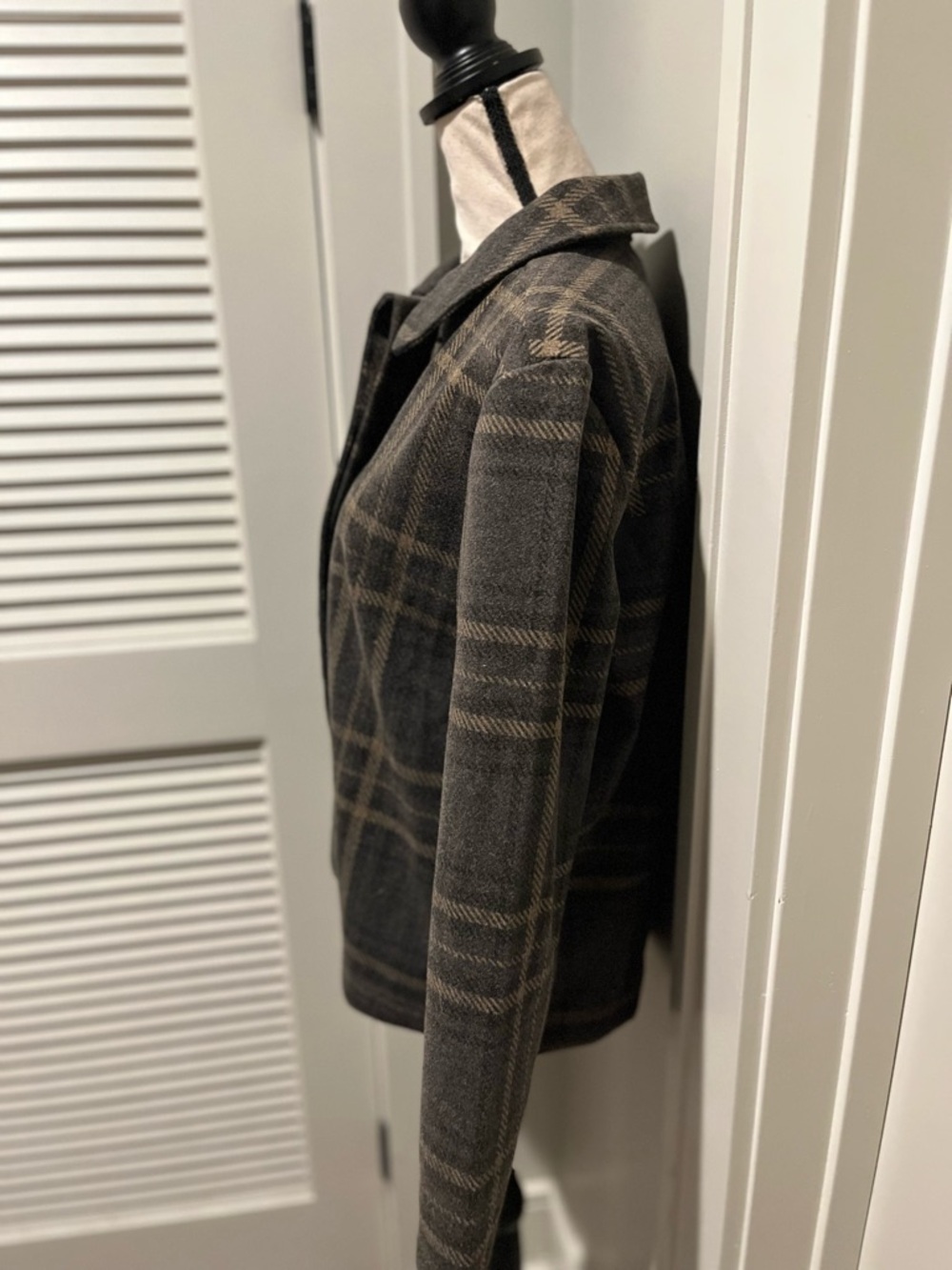 Banana Republic Gray Plaid Peacoat - Picture 4 of 7